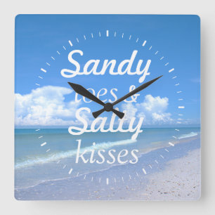 Reloj Cuadrado Dedos del pie de Sandy y besos salados