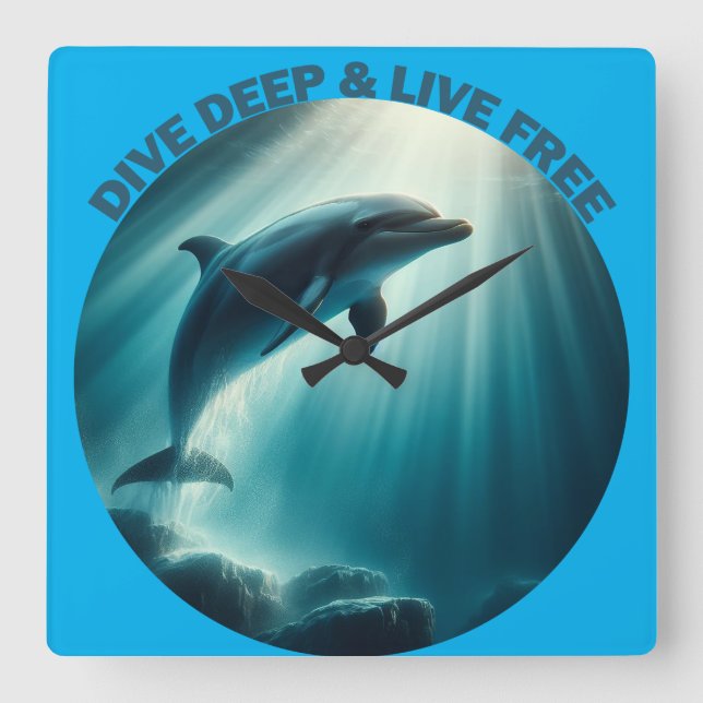 Reloj Cuadrado Deep Live Free Dolphin (Anverso)