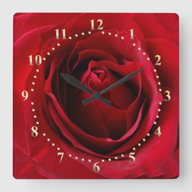 Reloj Cuadrado deep red rose (Anverso)