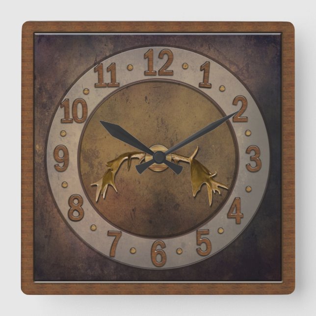 Reloj Cuadrado Deer Antler Clock - Cueva de hombre (Anverso)