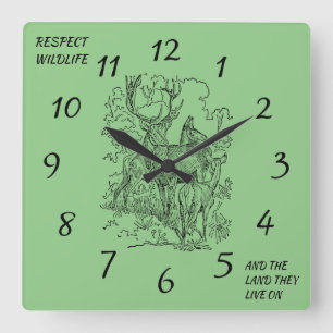Reloj Cuadrado Deer & Buck Respect Wildlife and Nature Square Wal