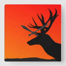 Reloj Cuadrado Deer Elk Silhouette Man Cave Design