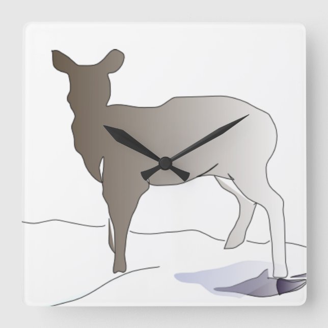 Reloj Cuadrado Deer Silhouette Wall Clock (Anverso)