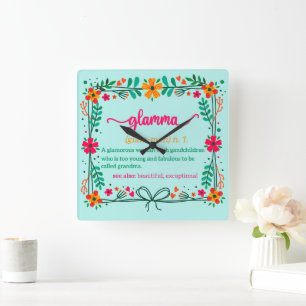 Reloj Cuadrado Definición de la abuela del marco de las flores