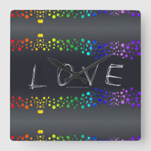 Reloj Cuadrado degradado de la palabra de amor de SlipperyJoe