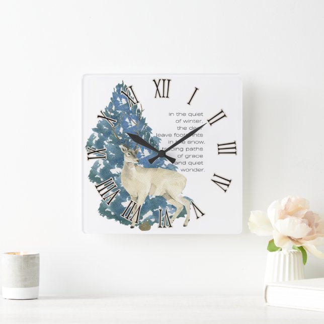 Reloj Cuadrado Dejar Huellas De Venado En La Nieve (Hogar)