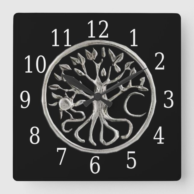 Reloj cuadrado del árbol de la vida (Anverso)