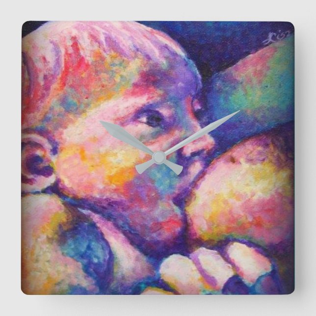 Reloj cuadrado del bebé de la enfermería (Anverso)