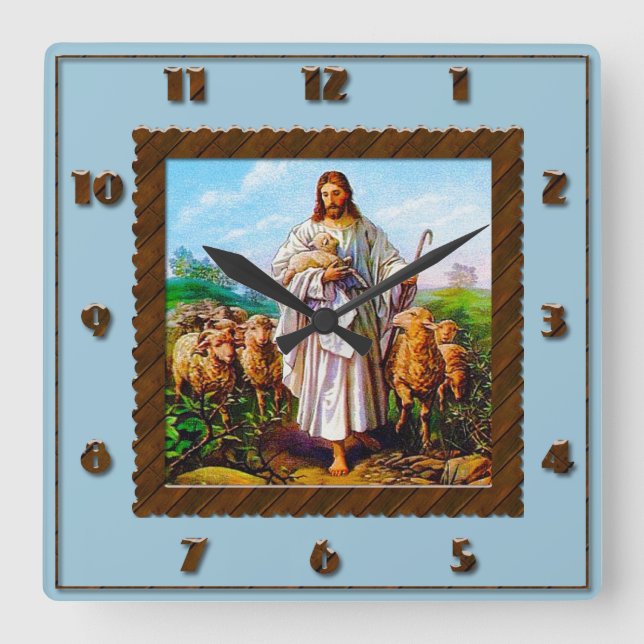Reloj cuadrado del buen pastor (Anverso)
