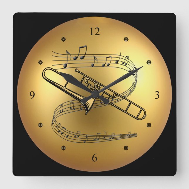 Reloj Cuadrado ~ del fondo del Golden Globe de Trombone~Musical (Anverso)