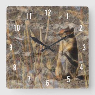 Reloj cuadrado del perro de las praderas