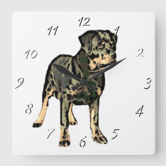 Reloj cuadrado del perro Rottweiler