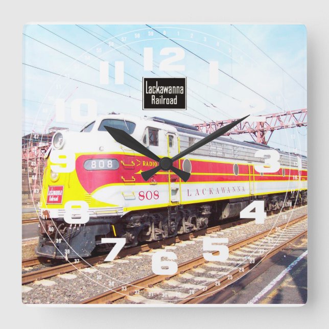 Reloj Cuadrado Delaware Lackawanna y Locomotora Occidental 808 (Anverso)
