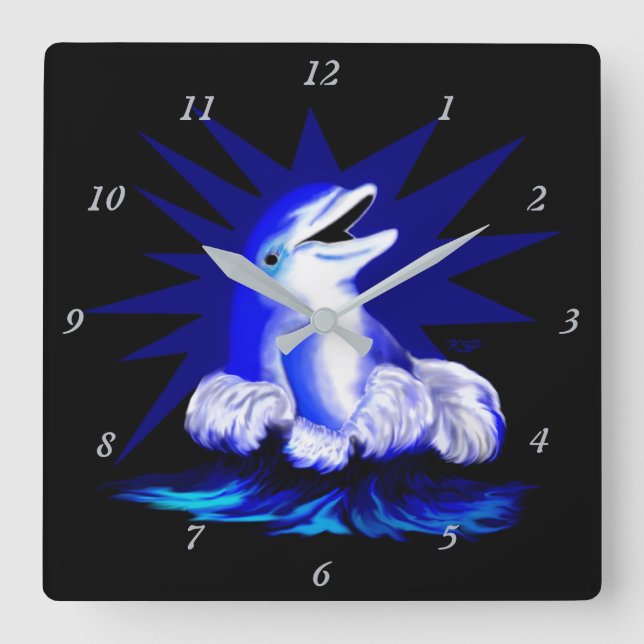 Reloj Cuadrado Delfín sonriente (Anverso)