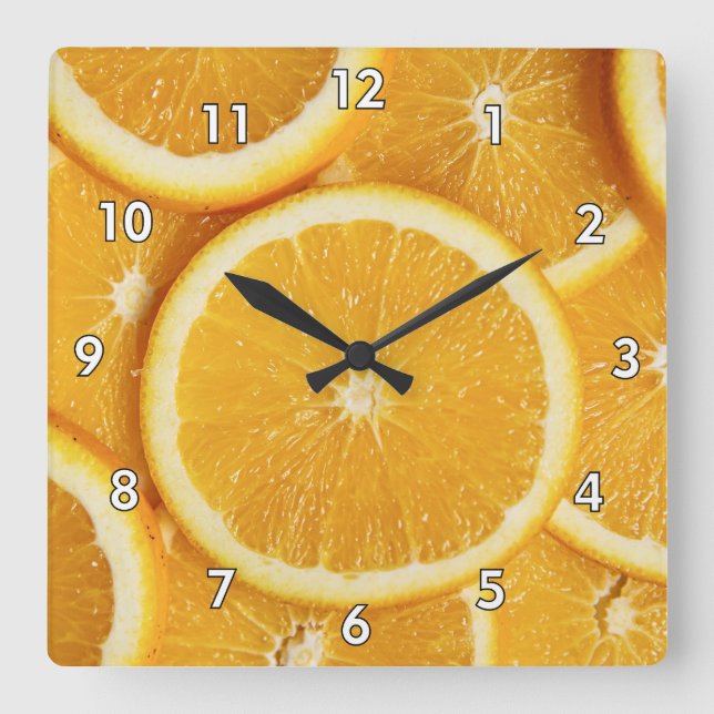 Reloj Cuadrado Deliciosa Naranja Slices (Anverso)