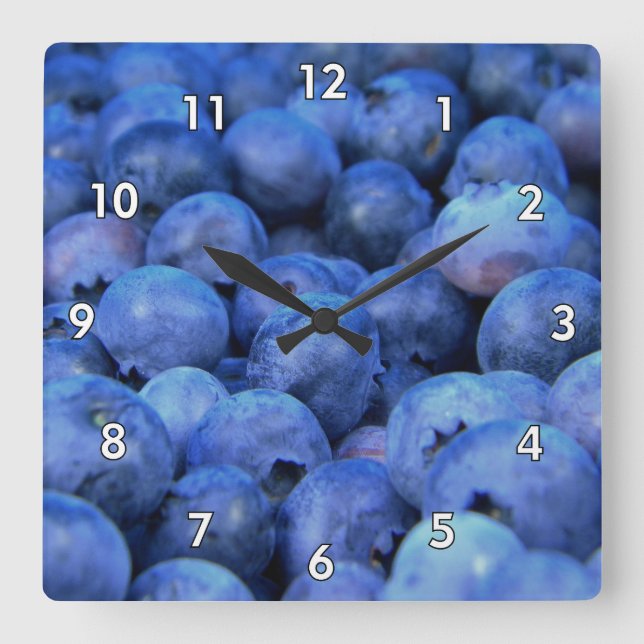 Reloj Cuadrado Delicious Blueberries (Anverso)