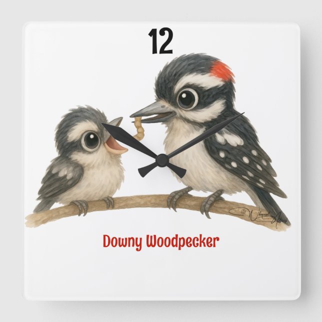 Reloj Cuadrado Delightny Woodpecker (Anverso)