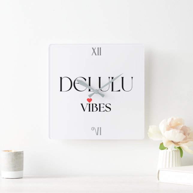 Reloj Cuadrado Delulu Vibes, Funny Aesthetic Quote Gift (Hogar)
