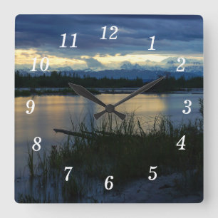 Reloj Cuadrado Denali Midnight Sunset Wall Clock