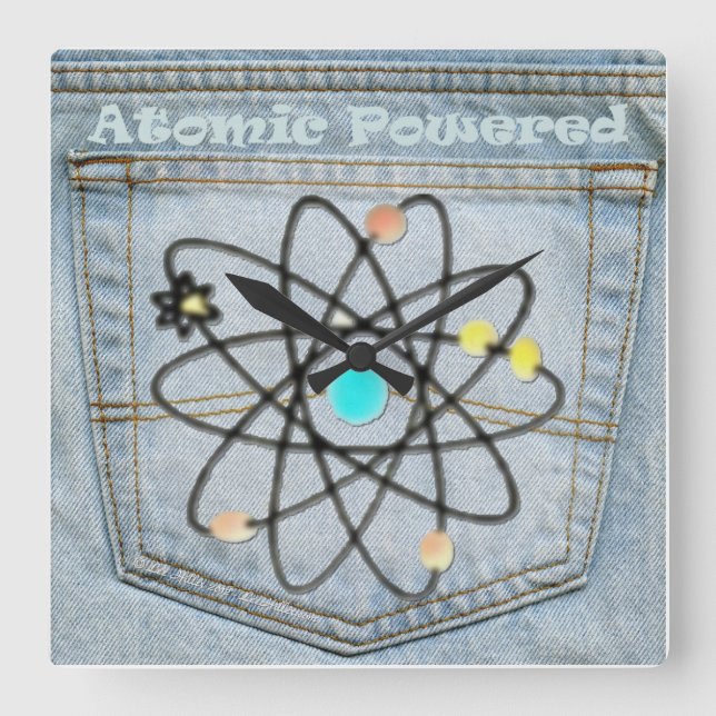 Reloj Cuadrado Denim Back Pocket "Atomic Powell" Clock (Anverso)