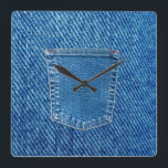 Reloj Cuadrado Denim Jeans Pocket Western Wall Clock<br><div class="desc">Este diseño fue creado a partir de mi pintura acrílica fluida única. Puede personalizarse haciendo clic en el botón personalizar y agregando un nombre, iniciales o sus palabras favoritas. Póngase en contacto conmigo en colorflowcreations@gmail.com si desea tener este diseño en otro producto. Compra mi pintura acrílica abstracta original a la...</div>