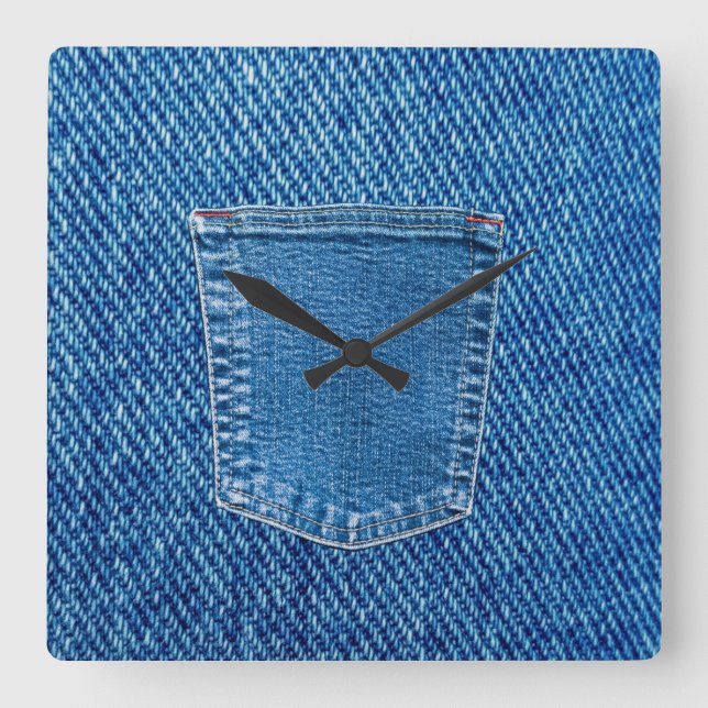 Reloj Cuadrado Denim Jeans Pocket Western Wall Clock (Anverso)