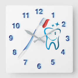 Reloj Cuadrado Dentista cepillo de dientes Funky Blue