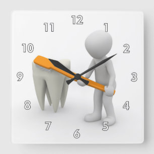 Reloj Cuadrado Dentista muy lindo con un paciente de dientes en l