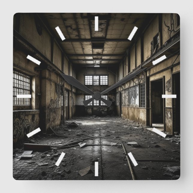 Reloj Cuadrado Dentro de una estación abandonada (Anverso)