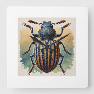 Reloj Cuadrado Dermestid Beetle in Watercolor and Ink 280824IREF2