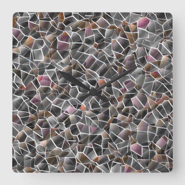 Reloj Cuadrado Desagradable de salmón bruto y mosaico irregular g (Anverso)