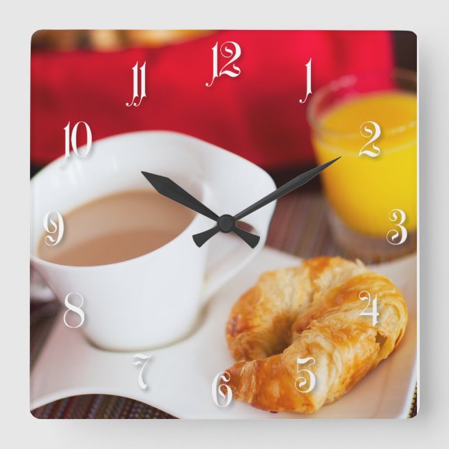 Reloj Cuadrado Desayuno delicioso (Anverso)