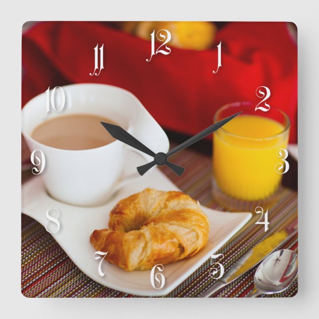 Reloj Cuadrado Desayuno delicioso (Anverso)