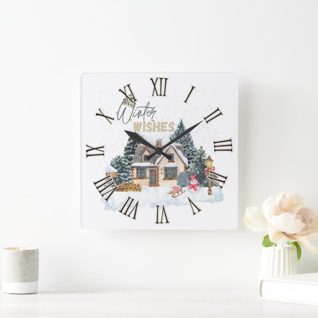 Reloj Cuadrado Deseos de Invierno (Hogar)