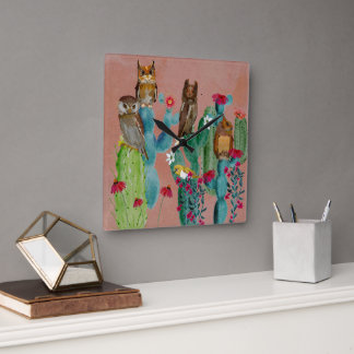 RELOJ CUADRADO DESERT OWLS