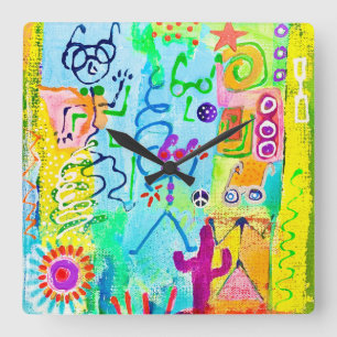Reloj Cuadrado Desert Stick Zombies Wall Clock
