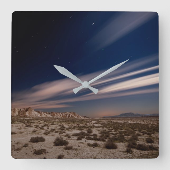 Reloj Cuadrado Deserts | Navarre Bardenas Desert at Night (Anverso)