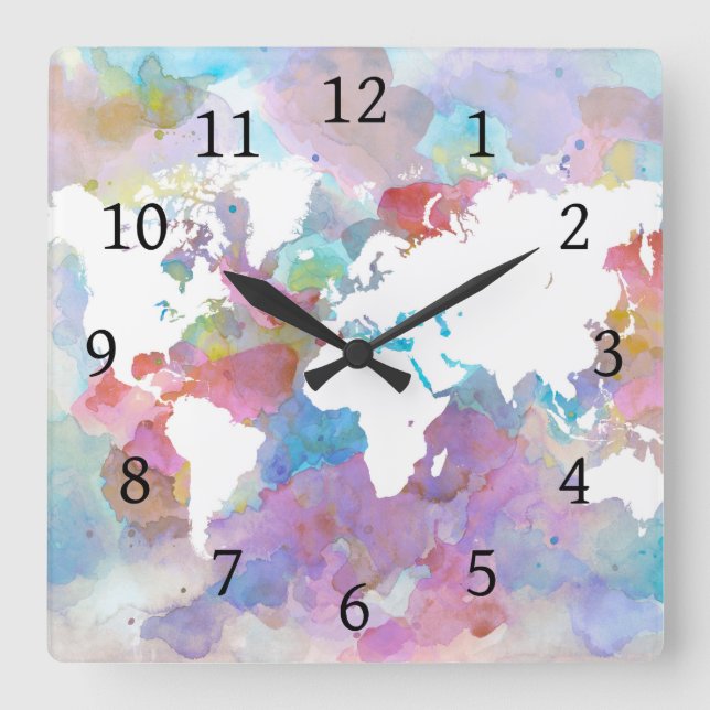 Reloj Cuadrado Design 48 World Map (Anverso)