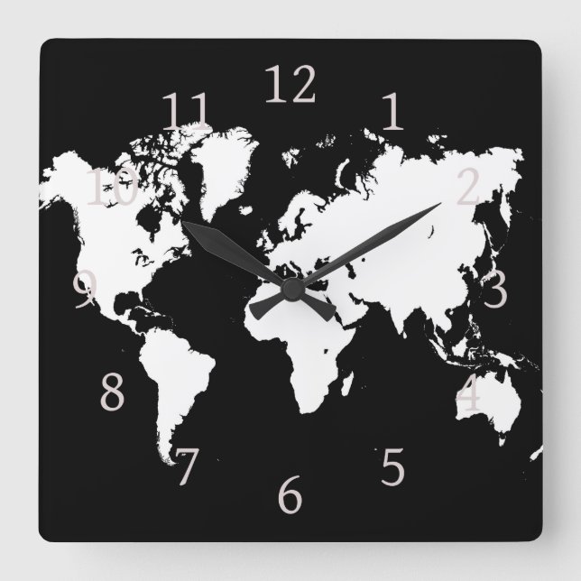 Reloj Cuadrado Design 69 World Map (Anverso)