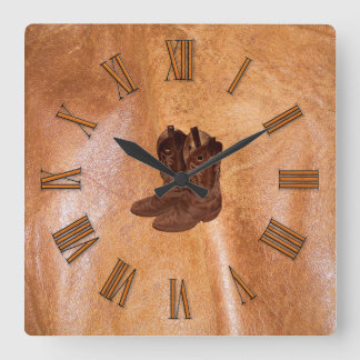 Reloj Cuadrado Designer Faux Tanned Leather & Cowboy Boots