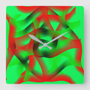 Reloj Cuadrado Deslumbrante verde y rojo claro, ¿con sombra?