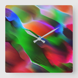 Reloj Cuadrado Desrelieve y profundidad de color verde oscuro y r