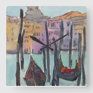 Reloj Cuadrado Destinations   Two Gondolas in Venice Sketch