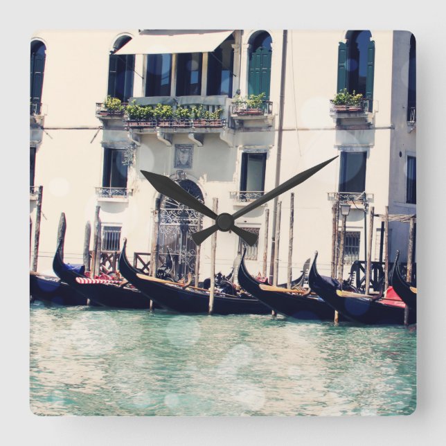 Reloj Cuadrado Destinos | Fotografía de Venecia frente al mar (Anverso)