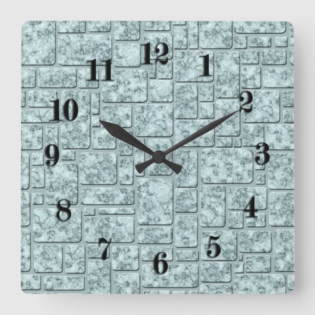 Reloj Cuadrado Desván, gris-azul (Anverso)