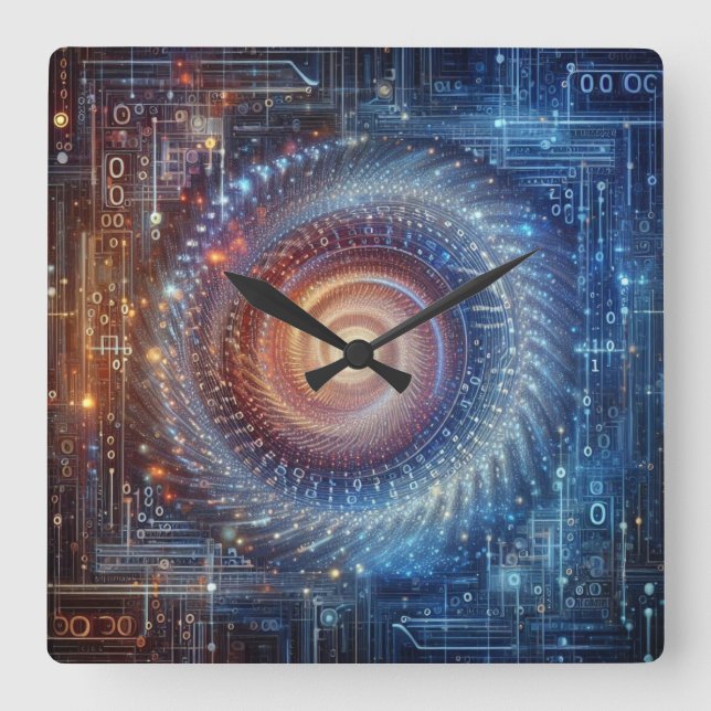Reloj Cuadrado Desvelando el reino digital (Anverso)