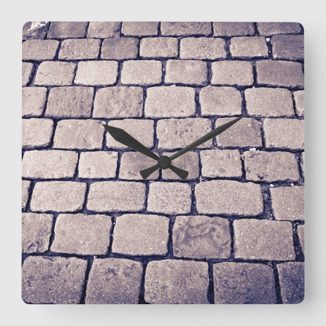 Reloj Cuadrado Detalle de calle de adoquín, horizontal (Anverso)