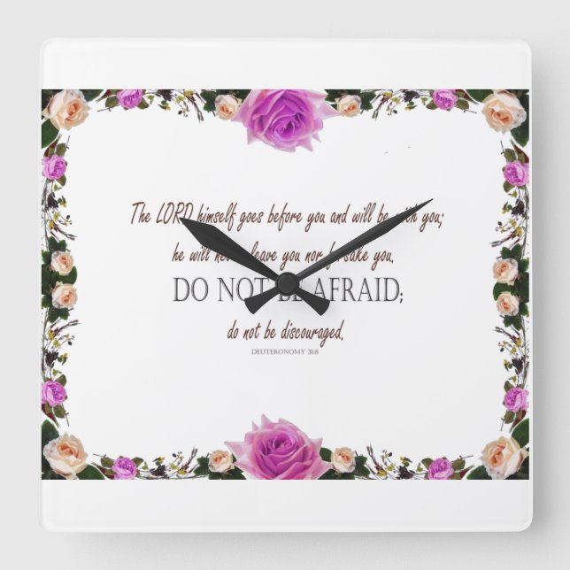 Reloj Cuadrado Deuteronomio 31, No Tengas Miedo, (Anverso)