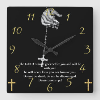 Reloj Cuadrado Deuteronomio cruz de mano 31:8