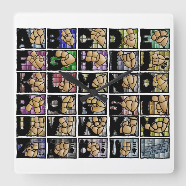 Reloj Cuadrado Deutsches Fingeralphabet 3 (2025) (Anverso)